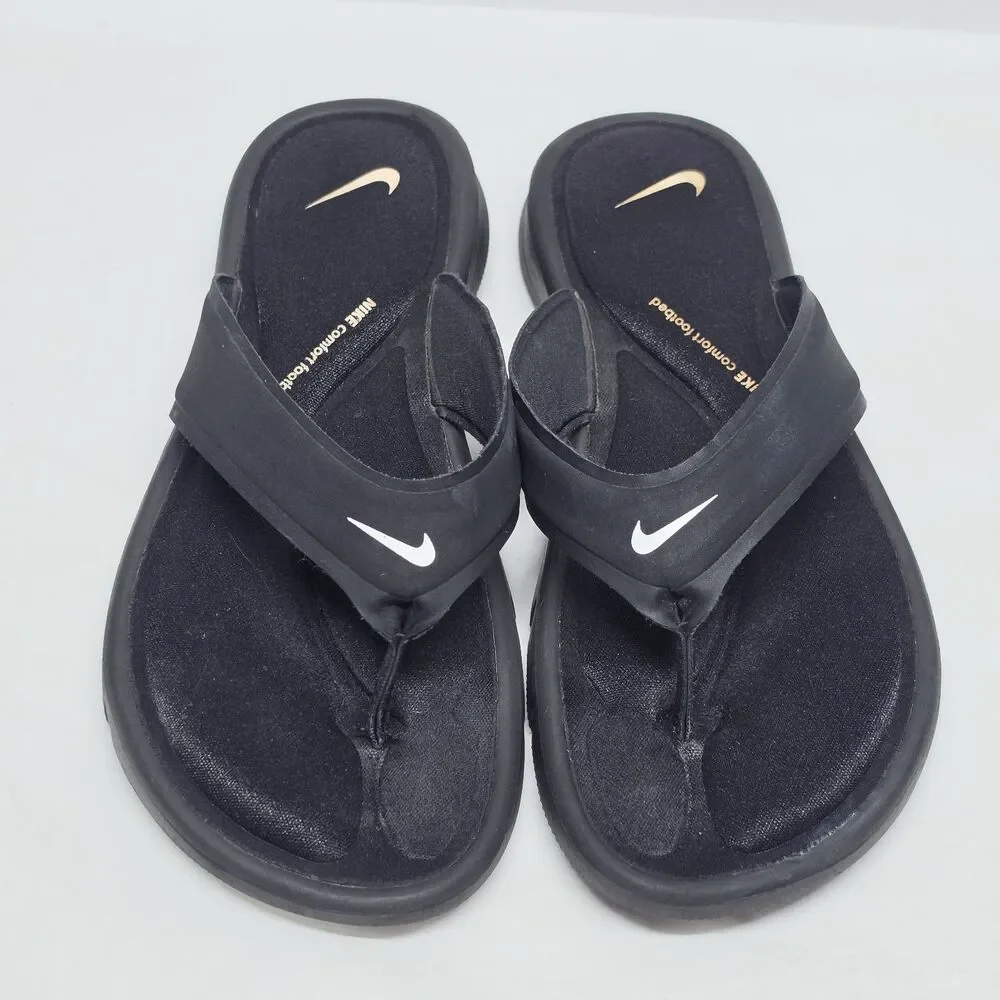 NIKE Ultra Comfort Footbed Black Flip Flop Thong Sandals 882697-001 Womens Sz 9